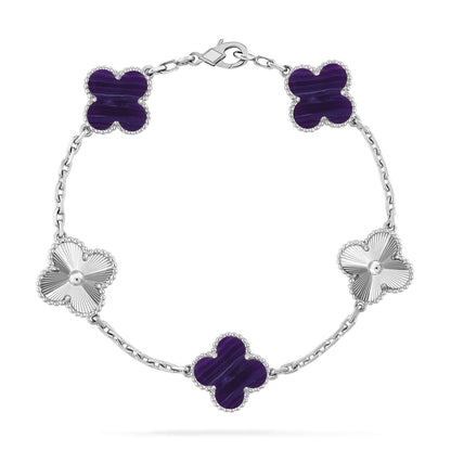 [Resenly Jewelry]CLOVER 5 MOTIF PURPLE STRIPES BRACELET COLLECTION