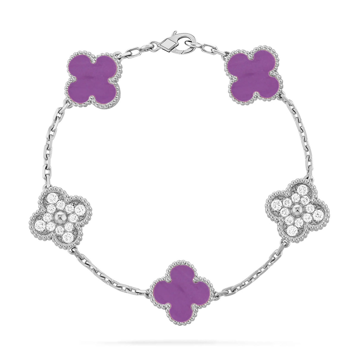 [Resenly Jewelry] CLOVER 5 MOTIF VIOLET BRACELET COLLECTION