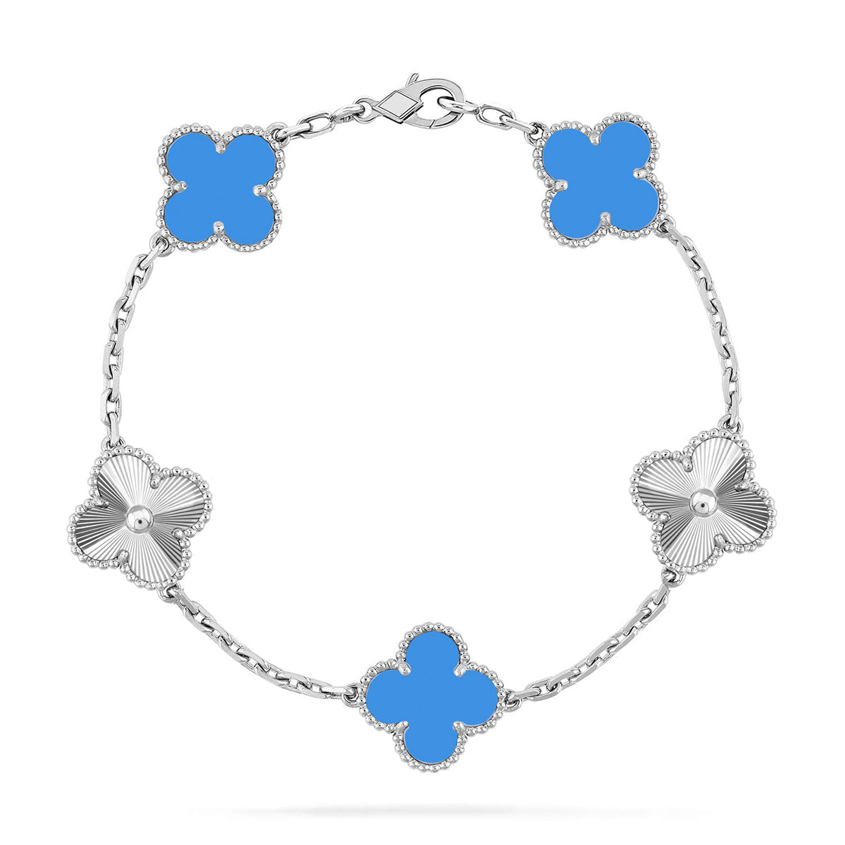 [Resenly Jewelry] CLOVER 5 MOTIF BLUE AGATE BRACELET COLLECTION