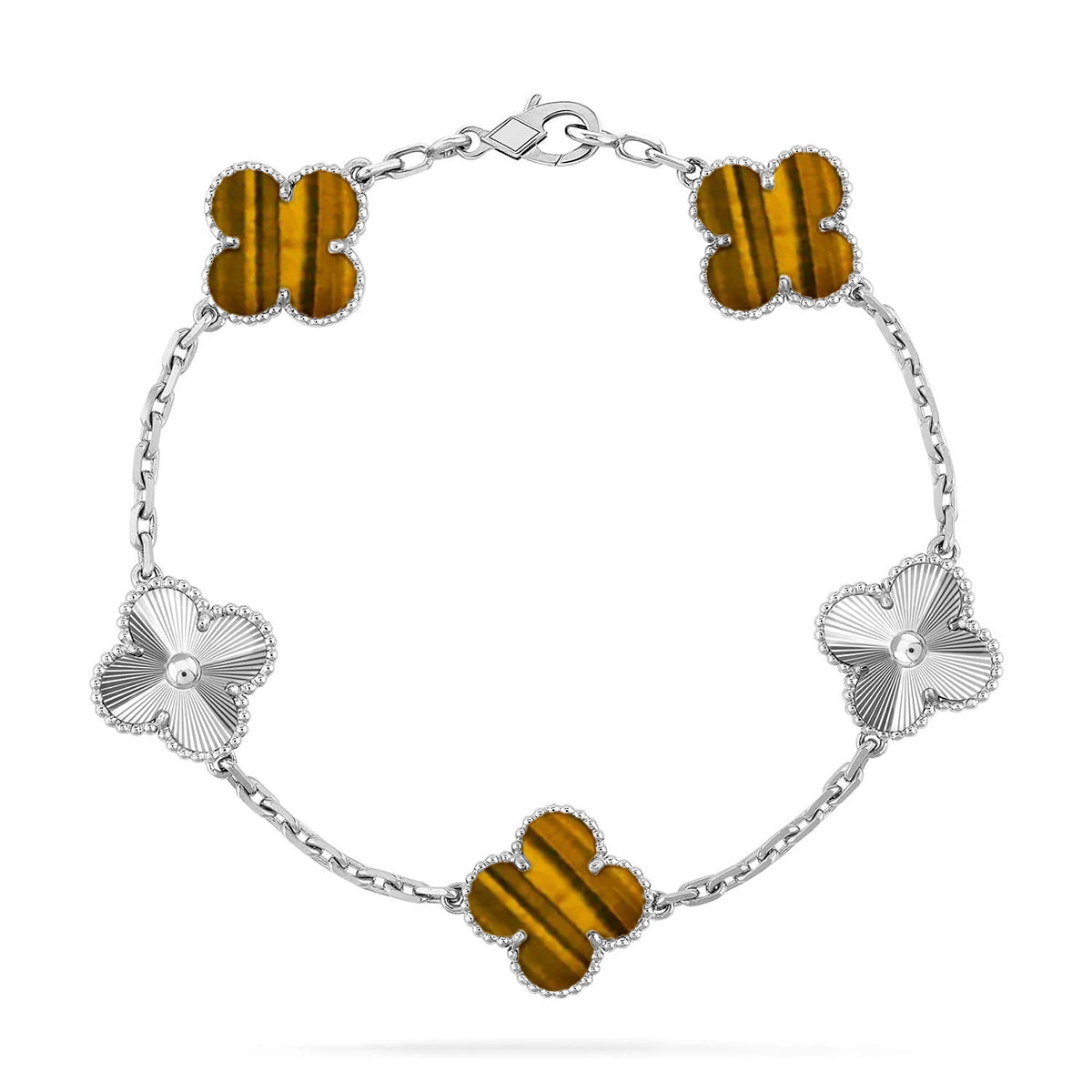 [Resenly Jewelry] CLOVER 5 MOTIFS TIGER EYE BRACELET COLLECTION