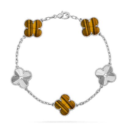 [Resenly Jewelry] CLOVER 5 MOTIFS TIGER EYE BRACELET COLLECTION