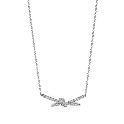 [Resenly Jewelry]KNOT PENDANT SILVER DIAMOND NECKLACE