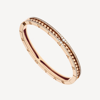 [Resenly Jewelry]ZERO 1 SPIRAL AND PAVED DIAMOND PINK GOLD BRACELET