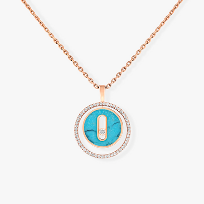 [Resenly Jewelry]LUCKY MOVE 1 DIAMOND TURQUOISE PINK GOLD DIAMOND NECKLACE