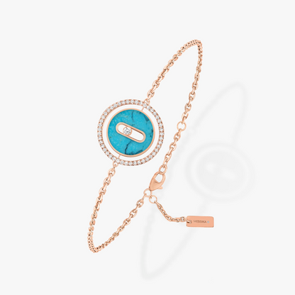 [Resenly Jewelry]LUCKY MOVE TURQUOISE PINK GOLD DIAMOND BRACELET(Adjustable)