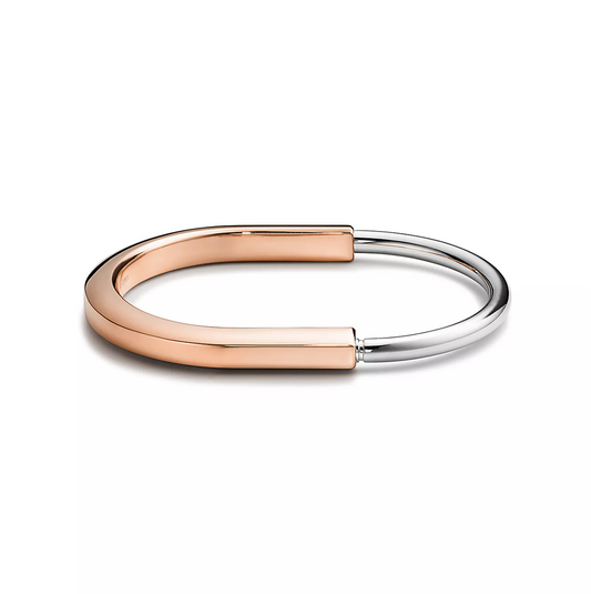 [Resenly Jewelry]LOCK BRACELET ROSE AND WHITE GOLD