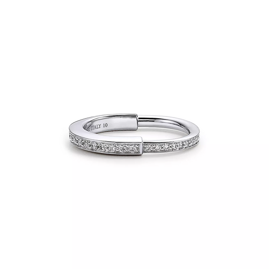 [Resenly Jewelry]LOCK RING SILVER DIAMOND PAVED