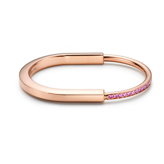 [Resenly Jewelry]LOCK BRACELET ROSE DIAMOND PINK GOLD