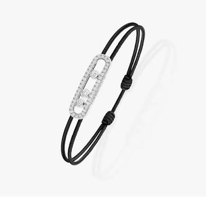 [Resenly Jewelry]Care(Medium-3.5mm) pink cord pavé bracelet
