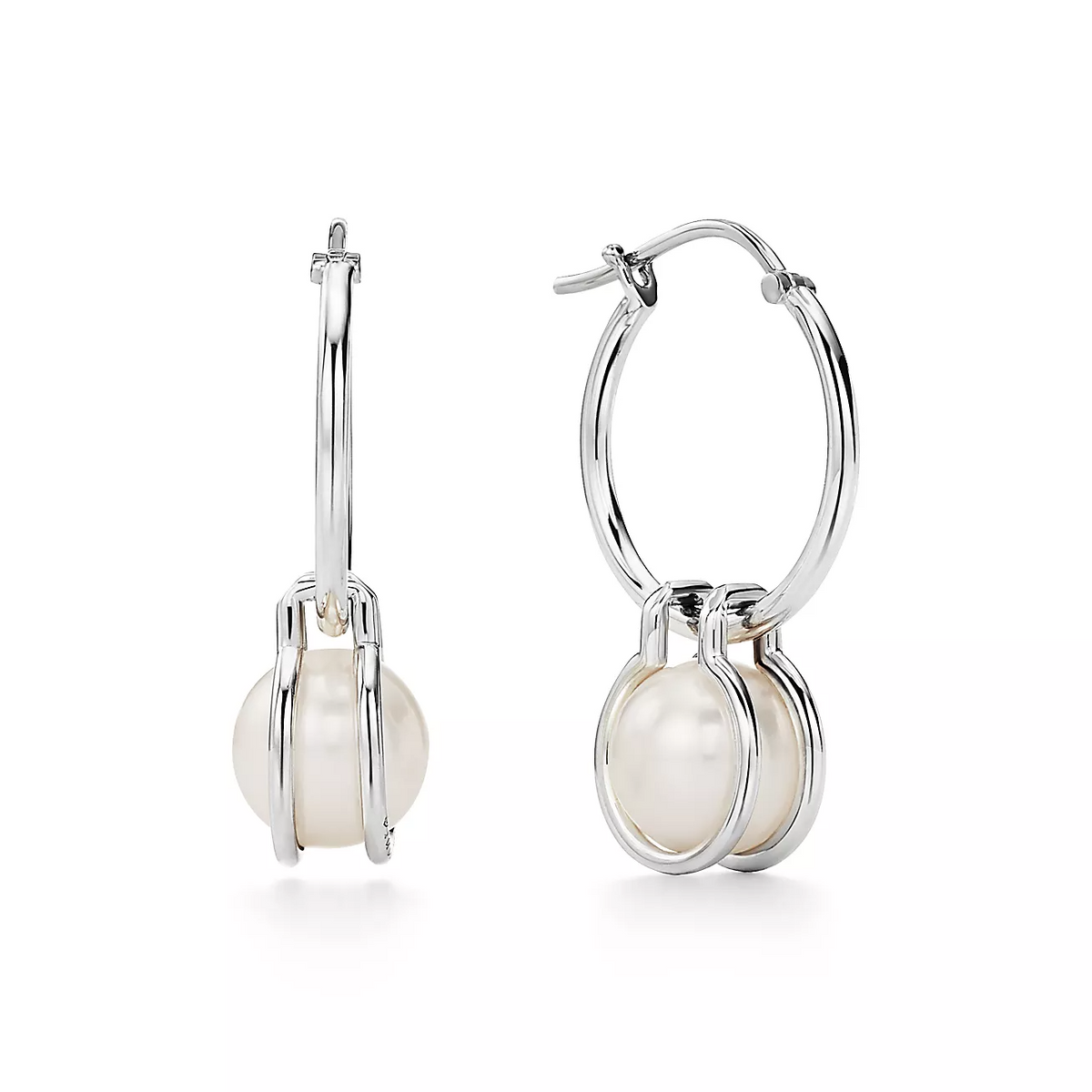 [Resenly Jewelry]PEARL HOOP SILVER EARRINGS