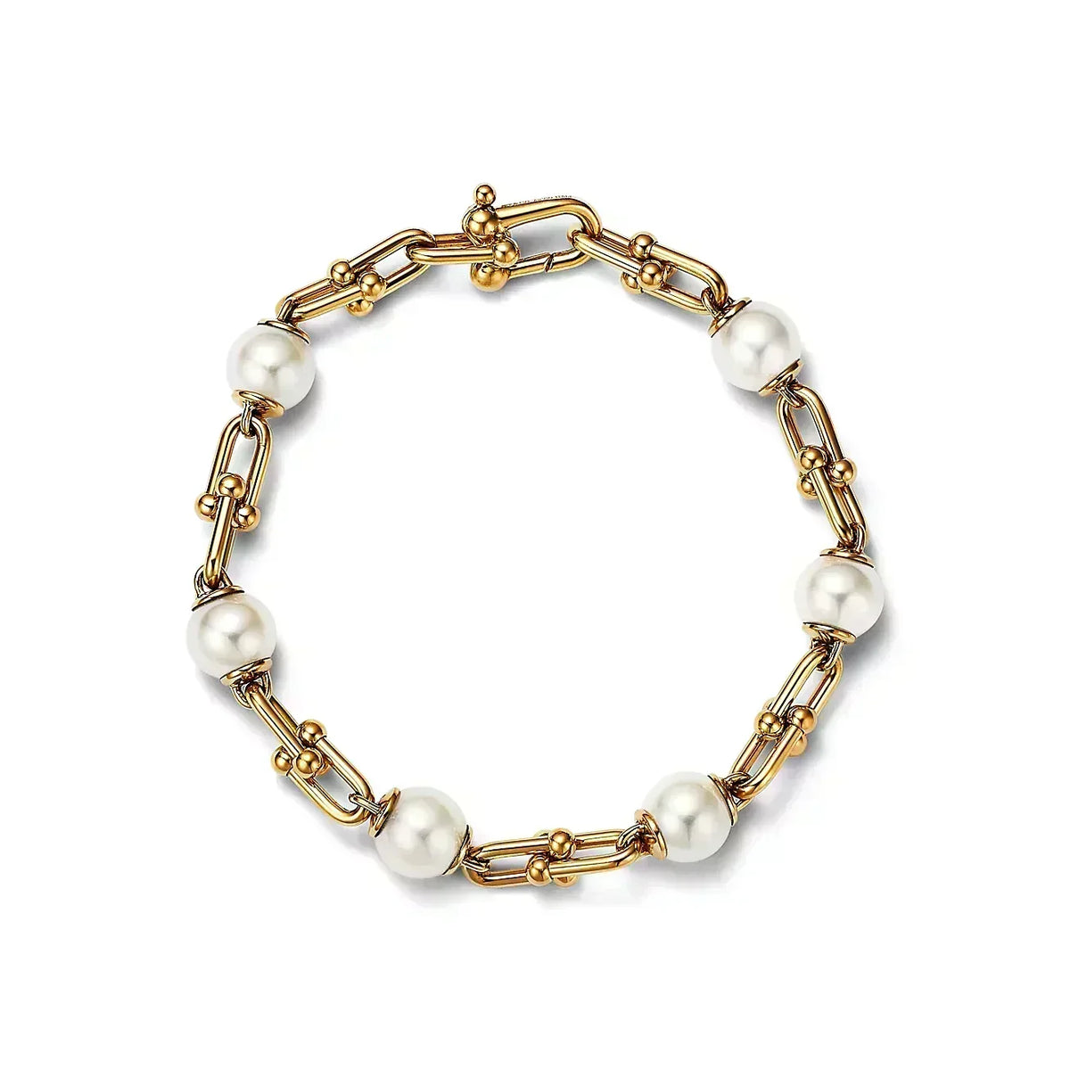 [Resenly Jewelry]LINK BRACELET GOLD WITH FRESHWATER PEARLS