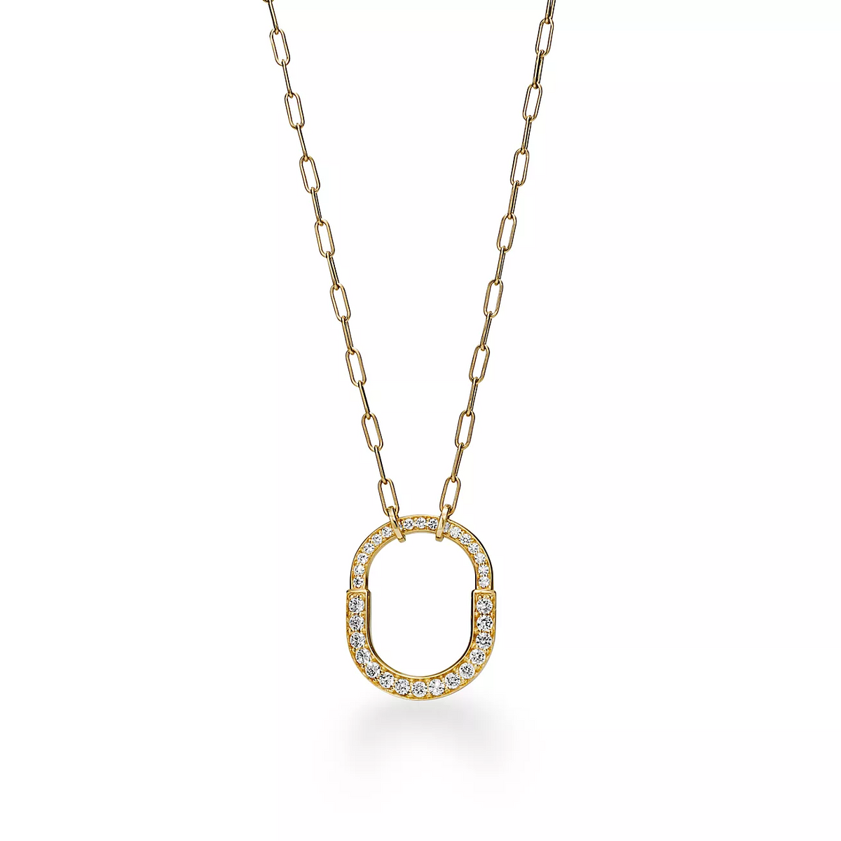 [Resenly Jewelry]LOCK NECKLACE MEDIUM PENDANT GOLD PAVED DIAMONDS