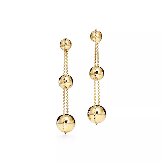 [Resenly Jewelry]TRIPLE DROP GOLD EARRINGS