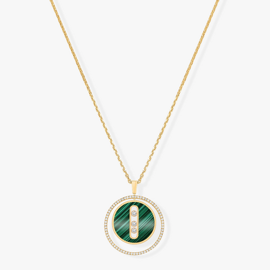 [Resenly Jewelry]LUCKY MOVE 3 DIAMOND MALACHITE GOLD DIAMOND NECKLACE