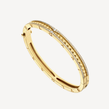 [Resenly Jewelry]ZERO 1 SPIRAL AND PAVED DIAMOND GOLD BRACELET