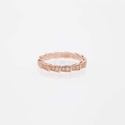 [Resenly Jewelry]SERPENTI RING PINK GOLD DIAMOND PAVED 3MM