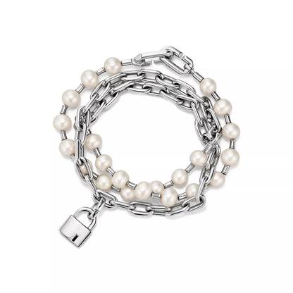 [Resenly Jewelry]PEARL LOCK SILVER BRACELET