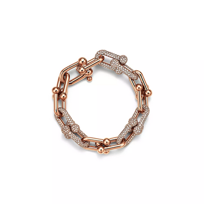 [Resenly Jewelry]HARDWEAR LARGE LINK PINK GOLD PAVED DIAMOND BRACELET