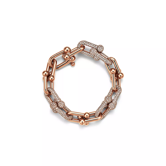 [Resenly Jewelry]HARDWEAR LARGE LINK PINK GOLD PAVED DIAMOND BRACELET