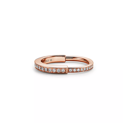 [Resenly Jewelry]LOCK RING PINK GOLD DIAMOND PAVED