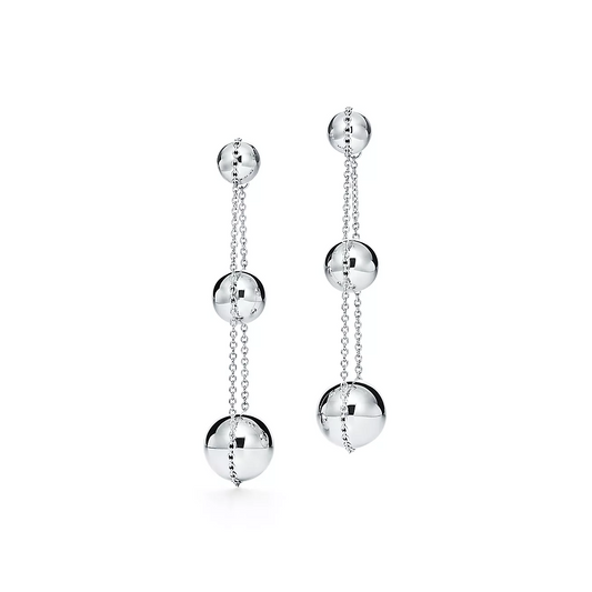 [Resenly Jewelry]TRIPLE DROP SILVER EARRINGS