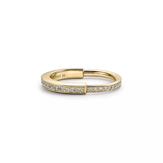 [Resenly Jewelry]LOCK RING GOLD DIAMOND PAVED