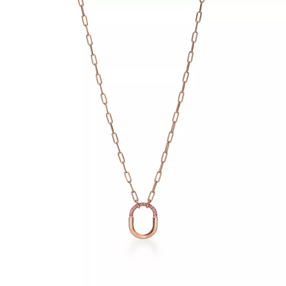 [Resenly Jewelry]LOCK SMALL PENDANT PINK DIAMOND PINK GOLD NECKLACE