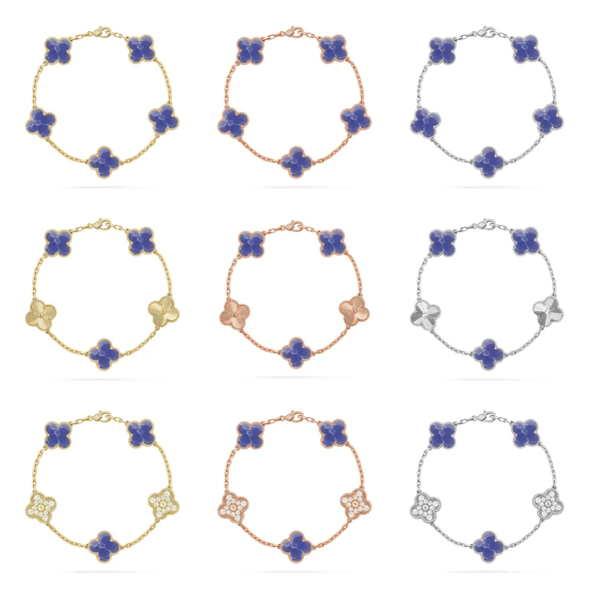 [Resenly Jewelry]CLOVER 5 MOTIF BLUE VEINS BRACELET COLLECTION