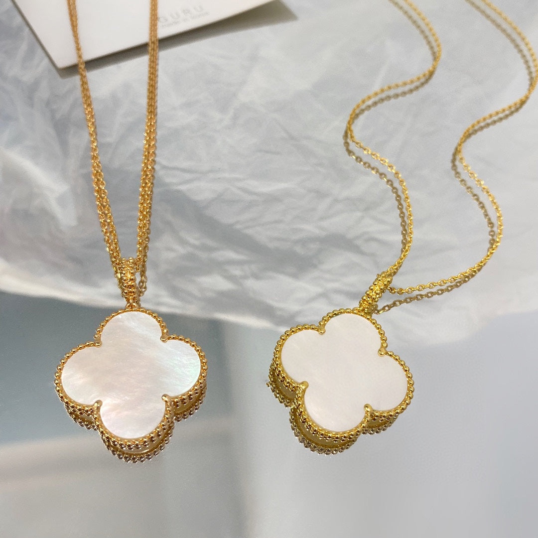 [Resenly Jewelry]CLOVER 25MM MOP LARGE PENDANT NECKLACE