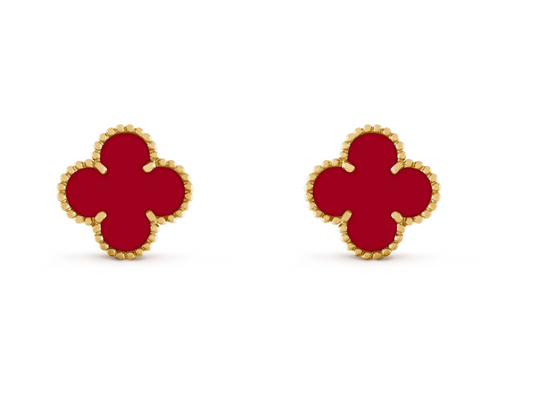 [Resenly Jewelry] CLOVER 20MM RED AGATE EARRINGS