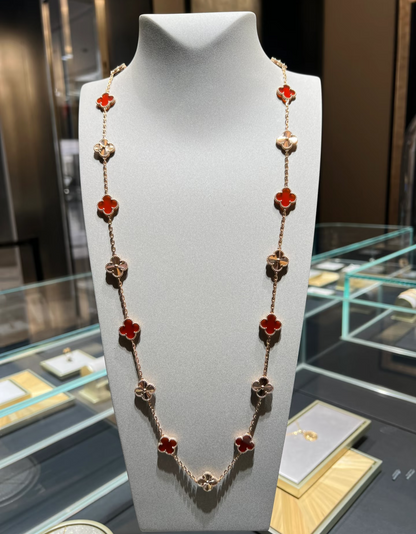 [Resenly Jewelry]CLOVER 20 MOTIFS LASER CARNELIAN NECKLACE