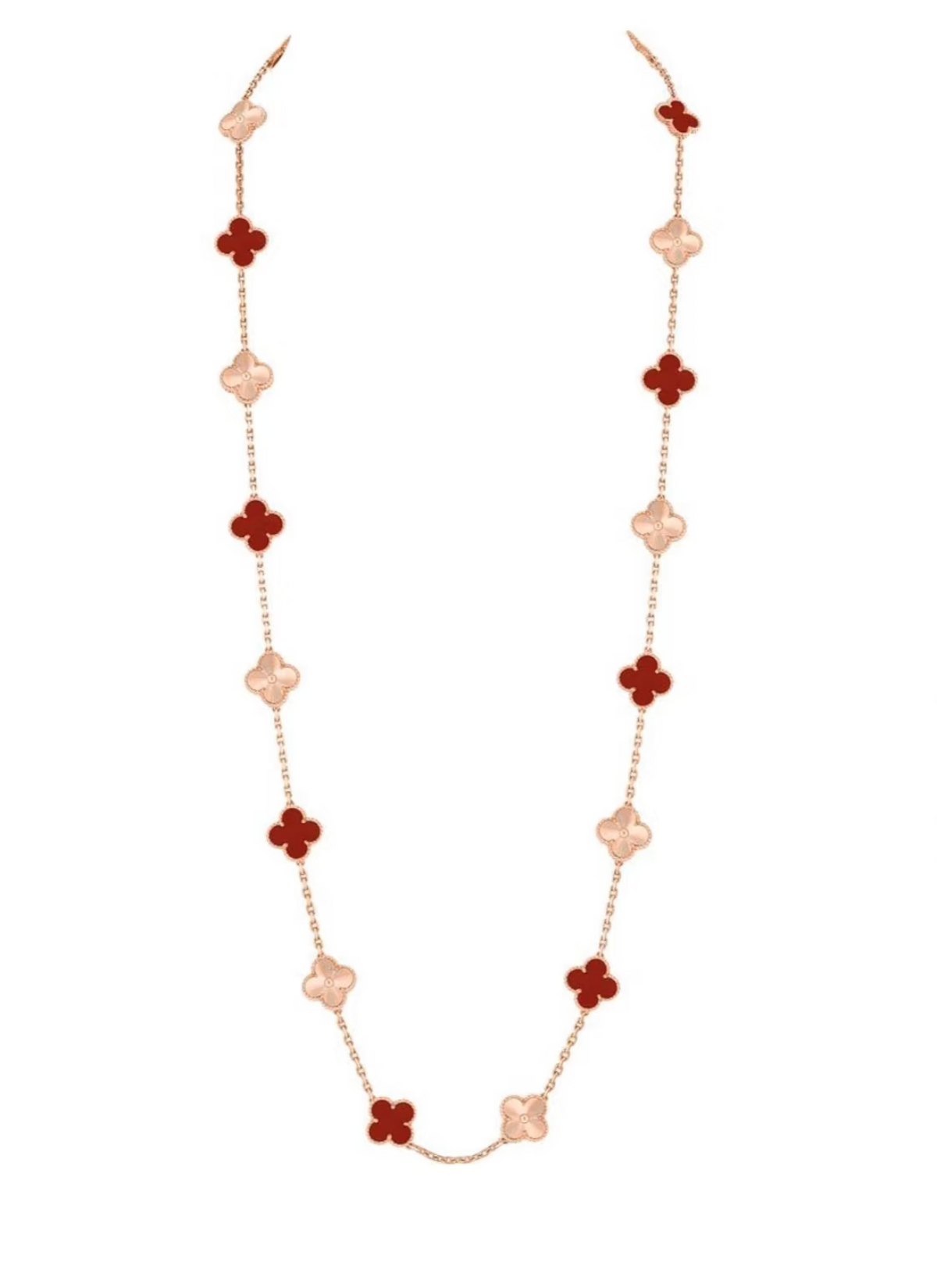 [Resenly Jewelry]CLOVER 20 MOTIFS LASER CARNELIAN NECKLACE