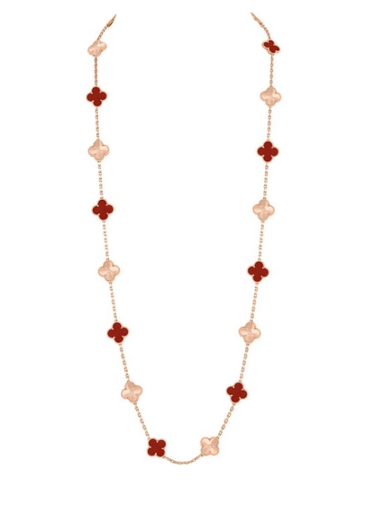 [Resenly Jewelry]CLOVER 20 MOTIFS LASER CARNELIAN NECKLACE