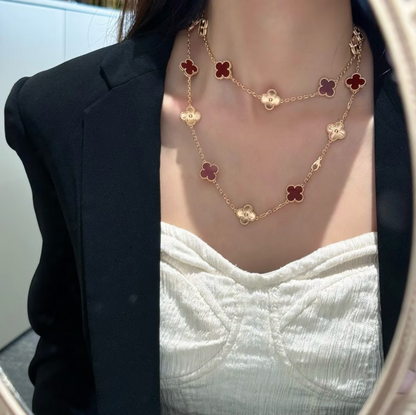 [Resenly Jewelry]CLOVER 20 MOTIFS LASER CARNELIAN NECKLACE