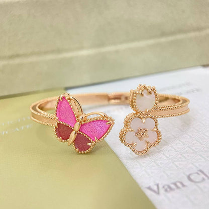 [Resenly Jewelry]ROSE QUARTZ THREE‑IN‑ONE BUTTERFLY BRACELET