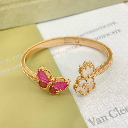 [Resenly Jewelry]ROSE QUARTZ THREE‑IN‑ONE BUTTERFLY BRACELET