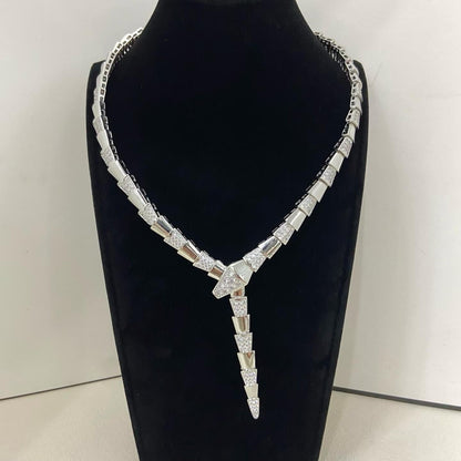 [Resenly Jewelry]NEW WIDE BAND INLAID DIAMOND SNAKE NECKLACE