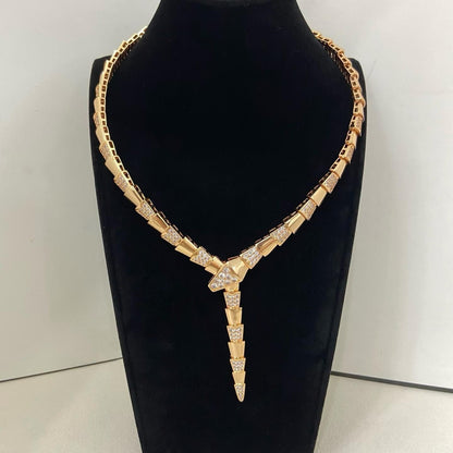 [Resenly Jewelry]NEW WIDE BAND INLAID DIAMOND SNAKE NECKLACE