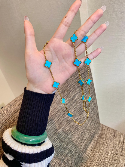 [Resenly Jewelry]CLOVER 20 MOTIFS TURQUOISE GOLD