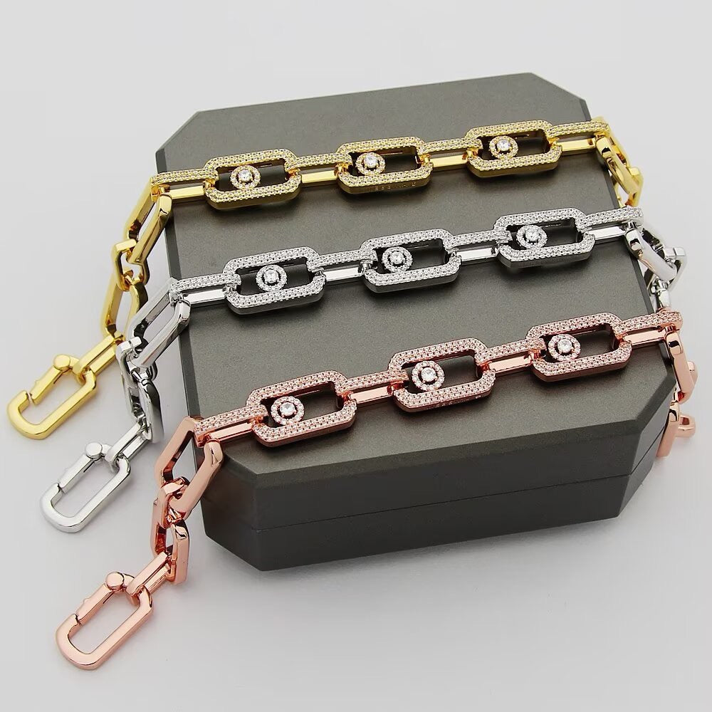 [Resenly Jewelry]Large Full Diamond Unisex Sliding Bracelet with Moissanite