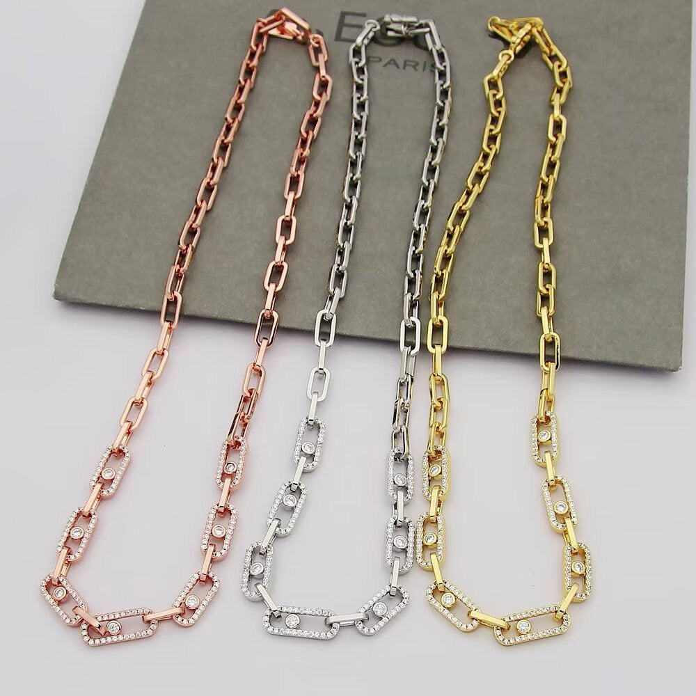 [Resenly Jewelry]Move Link Pave Diamond Necklace