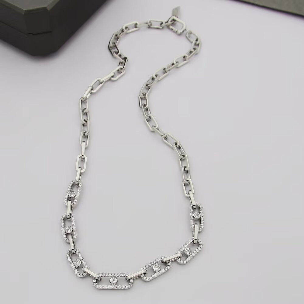 [Resenly Jewelry]Move Link Pave Diamond Necklace