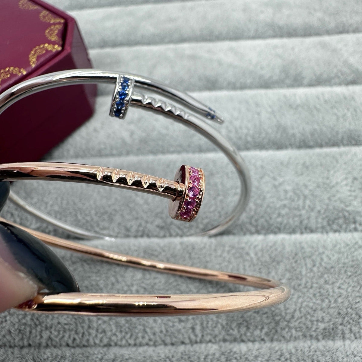 [Resenly Jewelry]JUSTE BRACELET 2.5MM PINK STONES AT BOTH ENDS