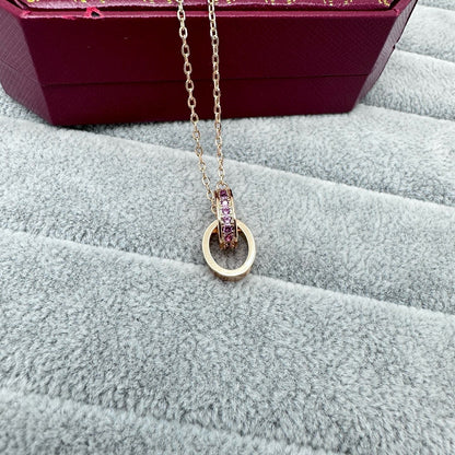 [Resenly Jewelry]LOVE DOUBLE PINK STONES RING BRACELET