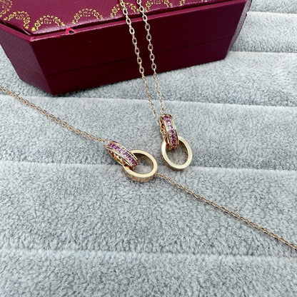 [Resenly Jewelry]LOVE DOUBLE PINK STONES RING BRACELET
