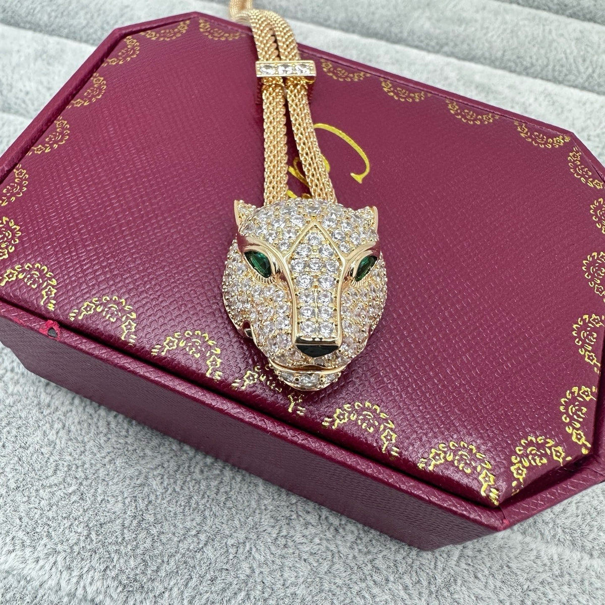 [Resenly Jewelry]FULL STONE BIG LEOPARD HEAD NECKLACE