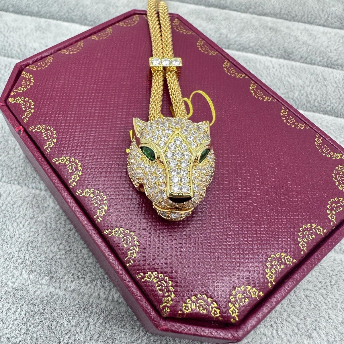 [Resenly Jewelry]FULL STONE BIG LEOPARD HEAD NECKLACE