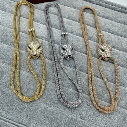 [Resenly Jewelry]FULL STONE BIG LEOPARD HEAD NECKLACE
