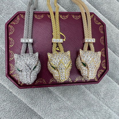 [Resenly Jewelry]FULL STONE BIG LEOPARD HEAD NECKLACE