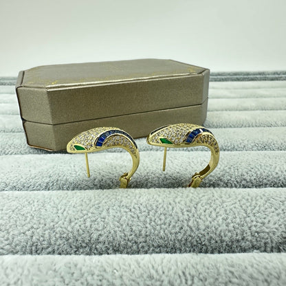 [Resenly Jewelry]FULL STONE TWO-TONE SNAKE EARRING STUDS